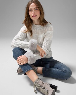 Cable Knit & Lurex Bateau Sweater