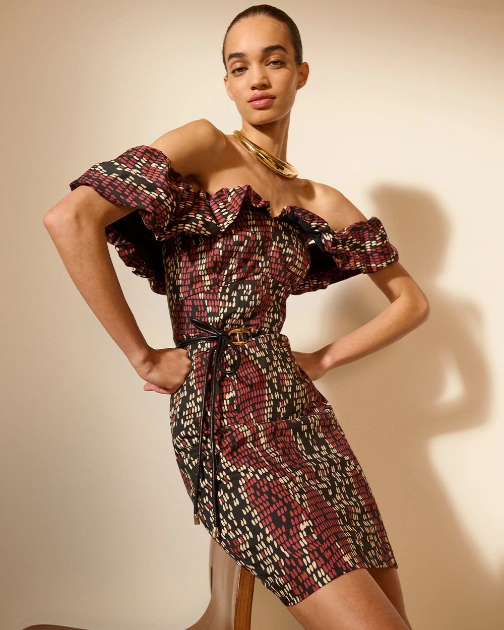 Off-the-Shoulder Poplin Mini Dress