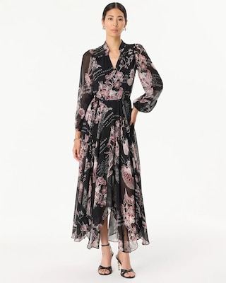 Handkerchief Hem Chiffon Midi Dress