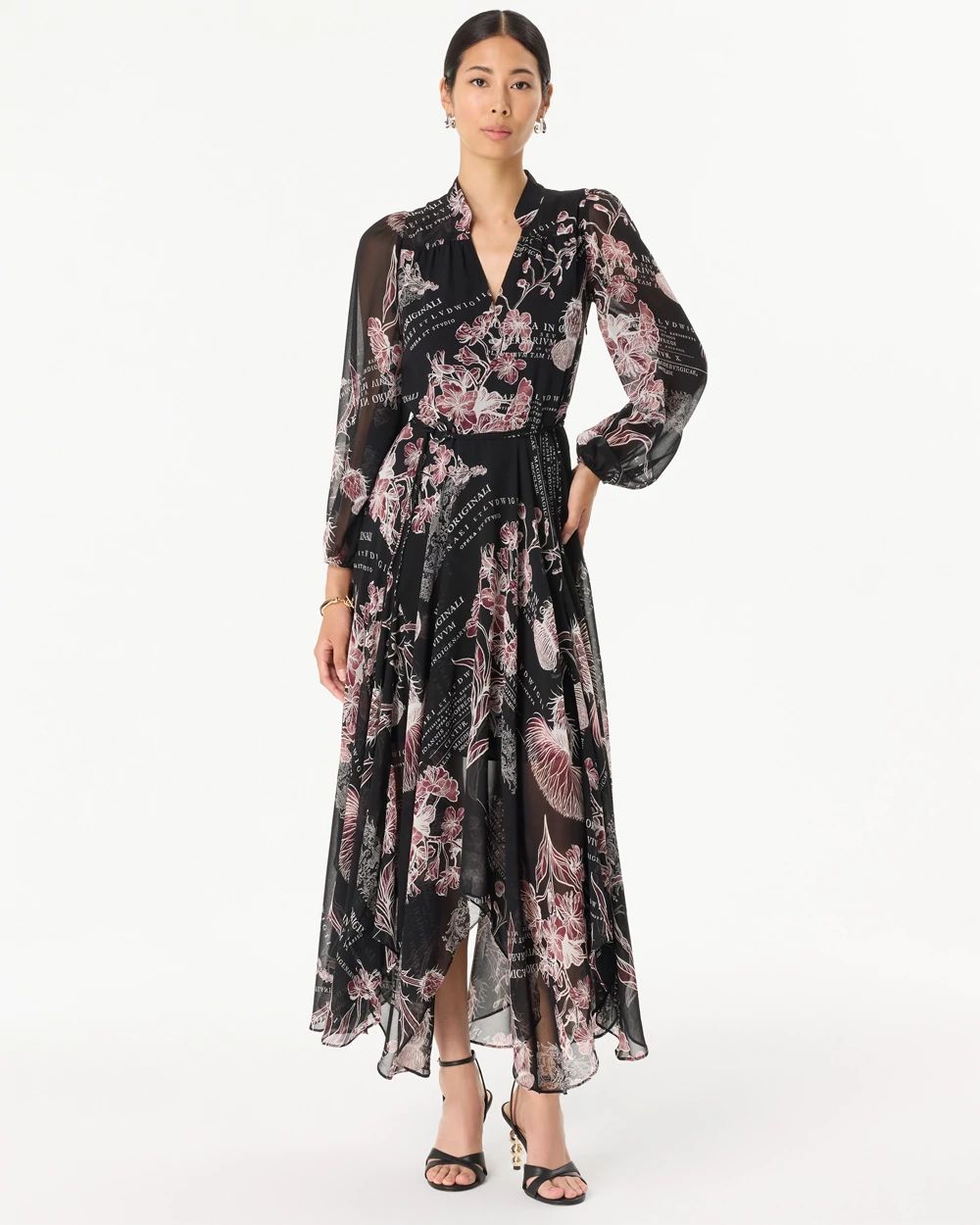 Handkerchief Hem Chiffon Midi Dress