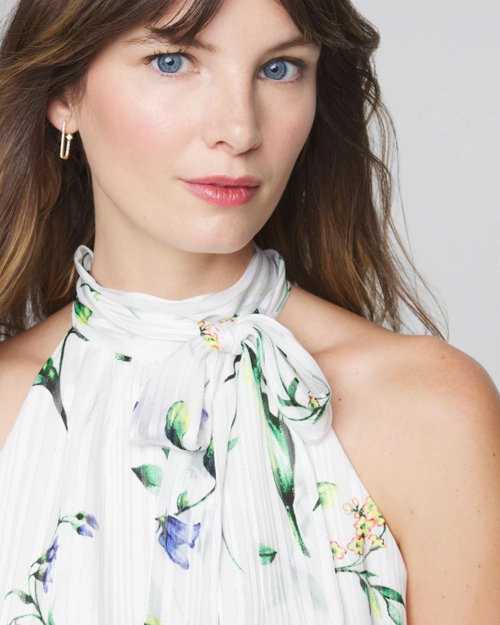 Halter Ruffle Blouson Midi Dress