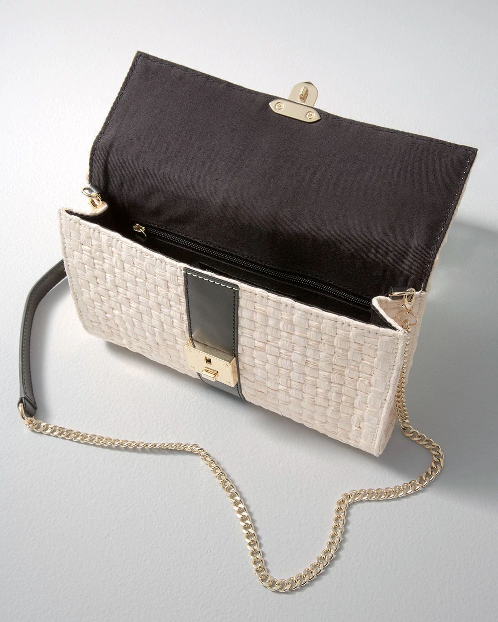 Raffia + Leather Clutch