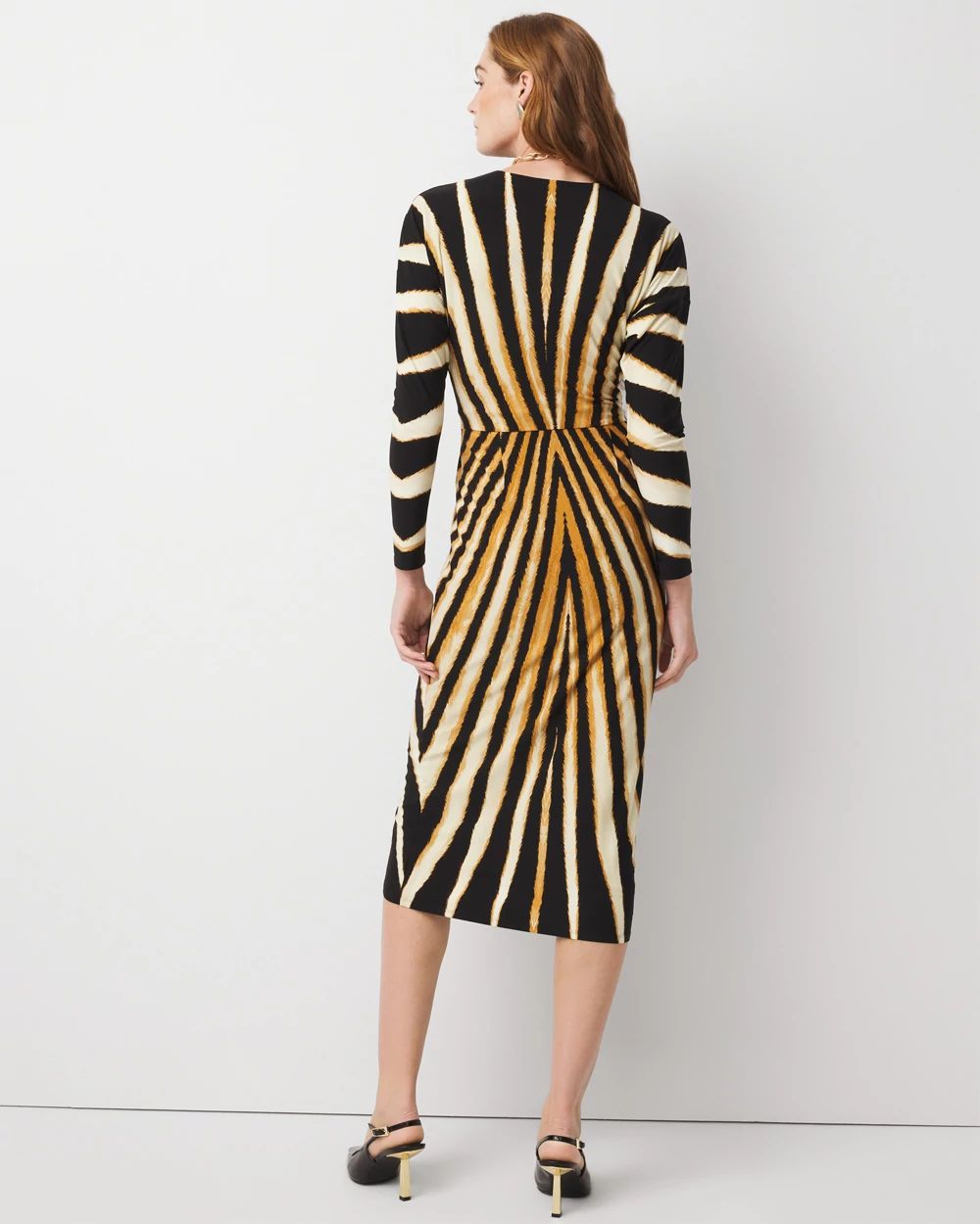 Sunburst Front Twist Midi Dress click to view larger image.