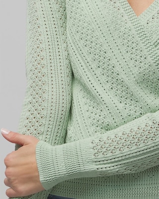 Long Sleeve Stitchy Surplice Pullover Sweater