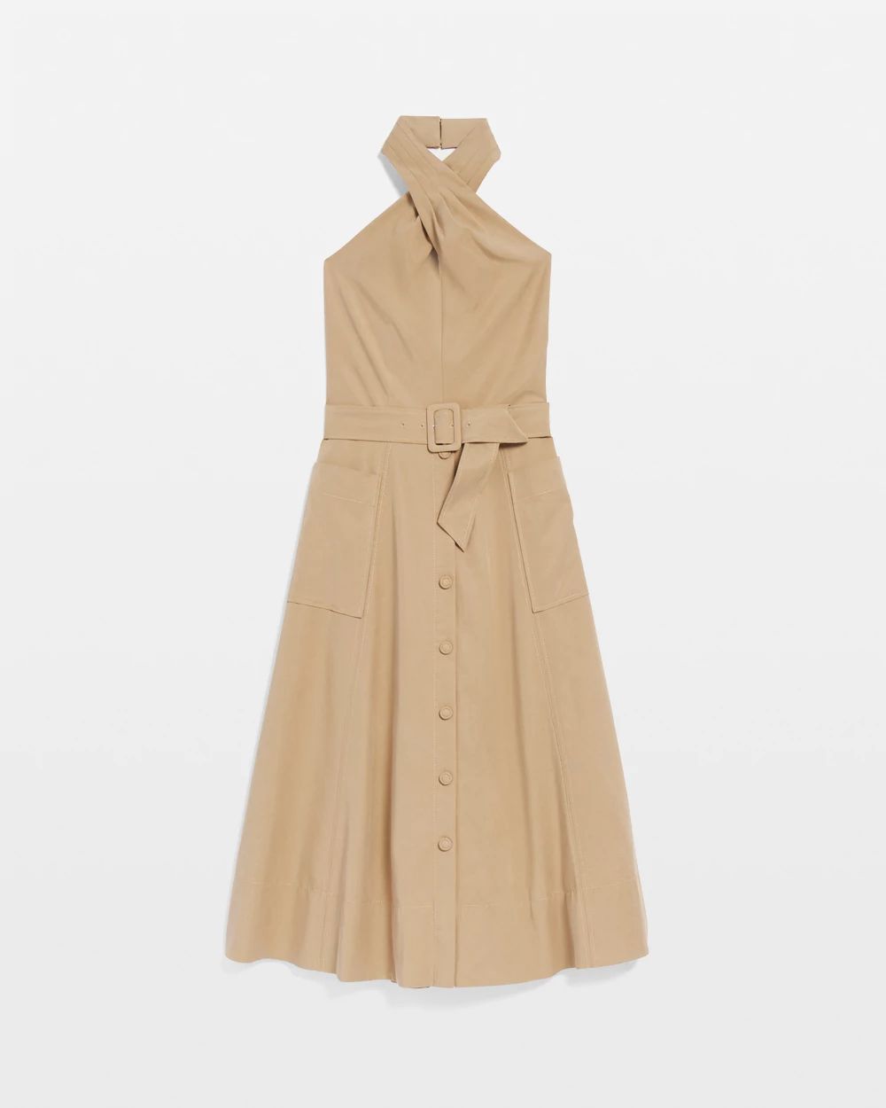 Petite Halter Trench Midi Dress