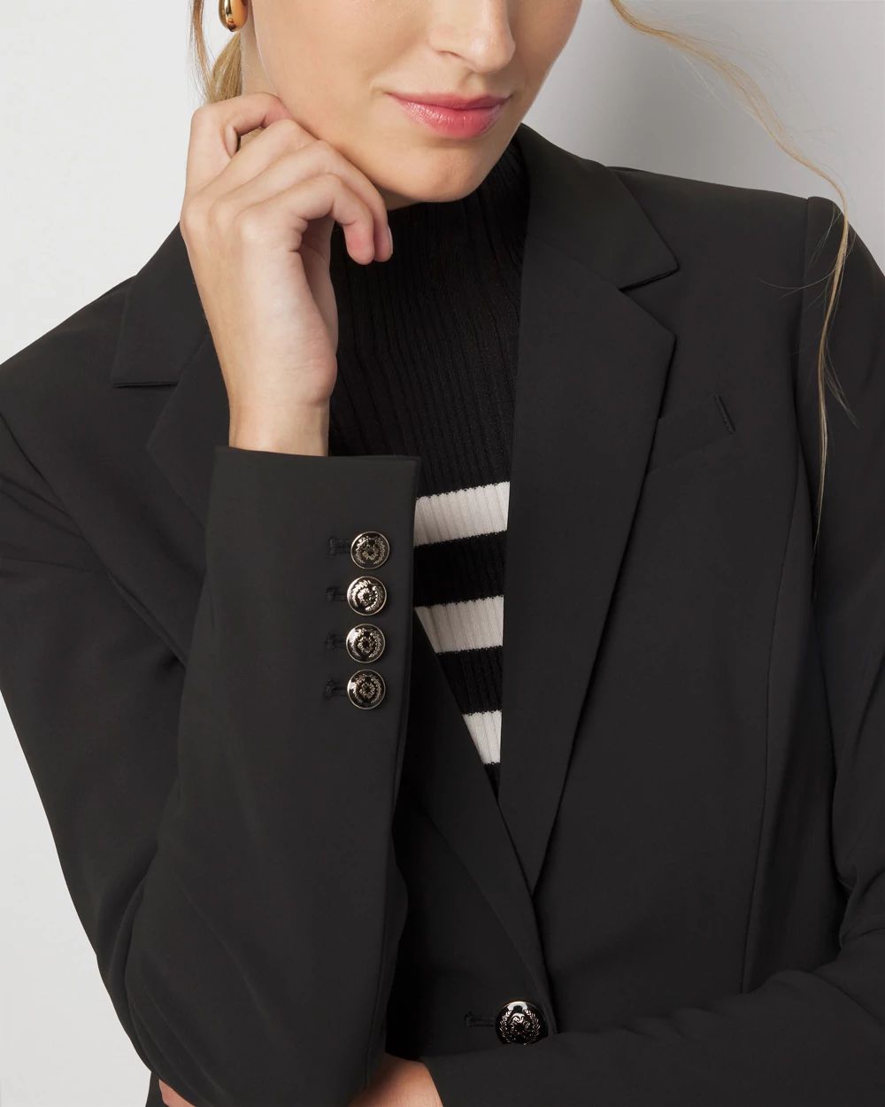 Single-Button Stretch Scuba Blazer click to view larger image.