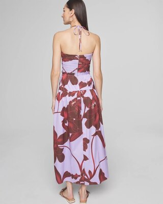 Sleeveless Halter Poplin Midi Dress