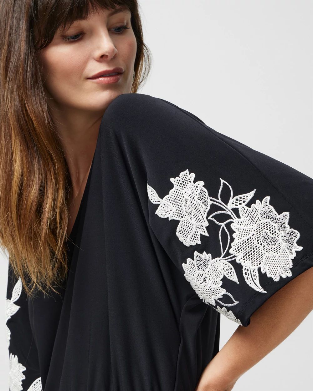 Short Sleeve Matte Jersey Smocked Kimono Dress