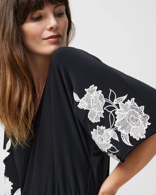 Short Sleeve Matte Jersey Smocked Kimono Dress
