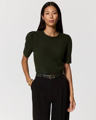 Crew Neck Elbow Sleeve Pullover