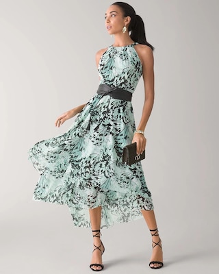 Mesh Knit Halter Midi Dress