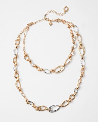 Mixed Metal Discs Convertible Necklace