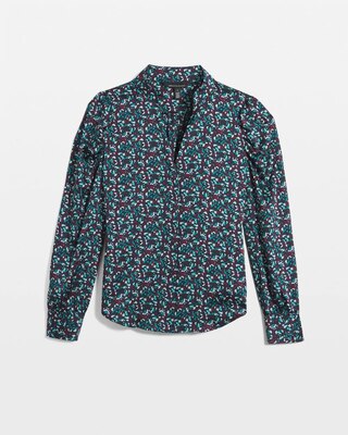 Y-Neck Ruched Shoulder Shirt click to view larger image.