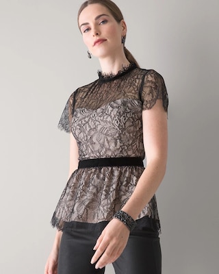 Short Sleeve Lace Blouse click to view larger image.