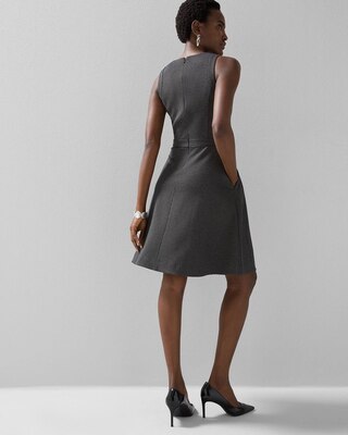 Sleeveless Crest Detail Fit & Flare Dress