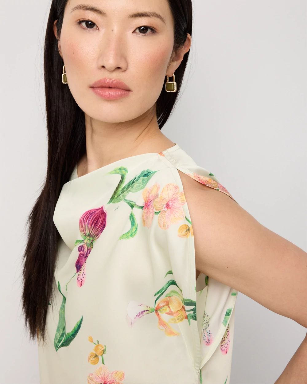 Satin Petal Sleeve Blouse