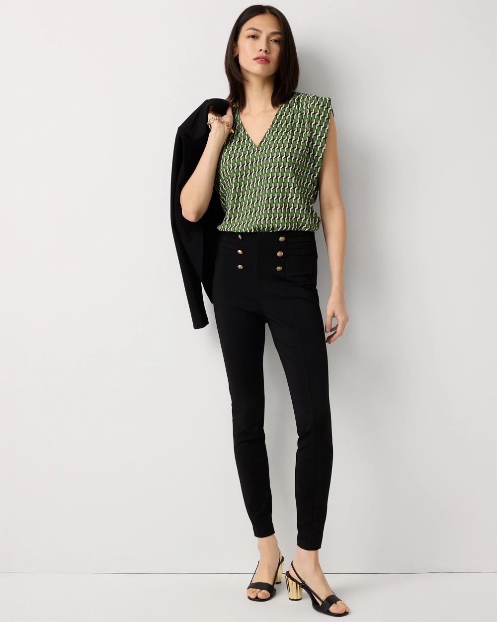 Ruched Shoulder Crepe Shell click to view larger image.