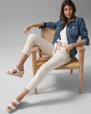Pret High-Rise Belted Straight Cropped Pant