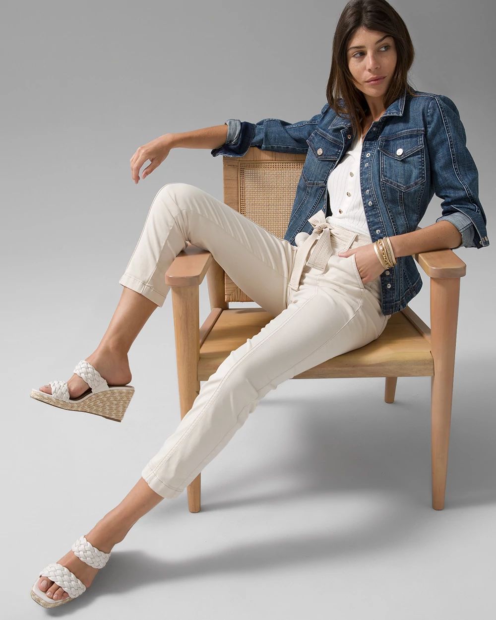 Pret High-Rise Belted Straight Cropped Pant