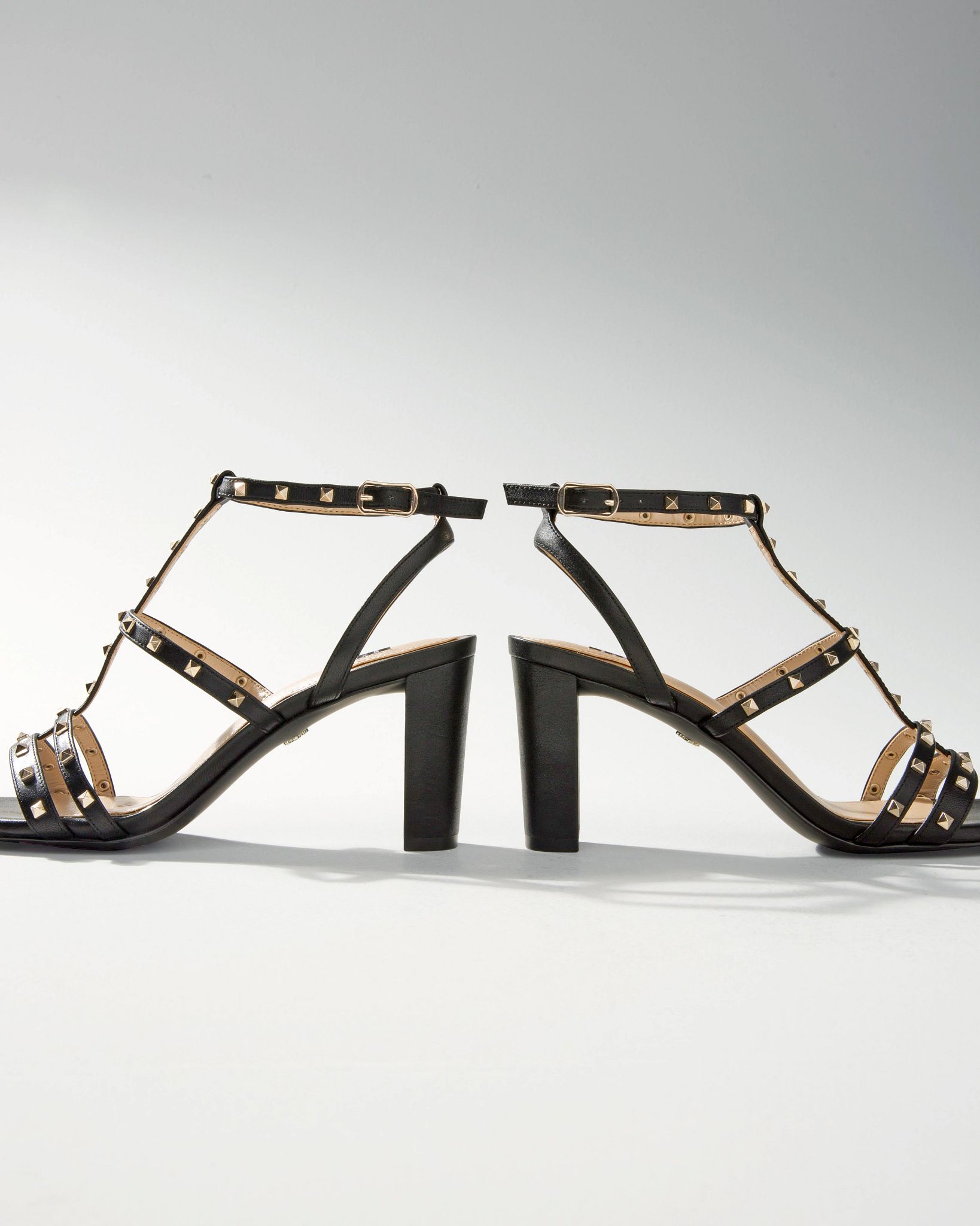 Strappy Studded Mid-Heel Sandal click to view larger image.