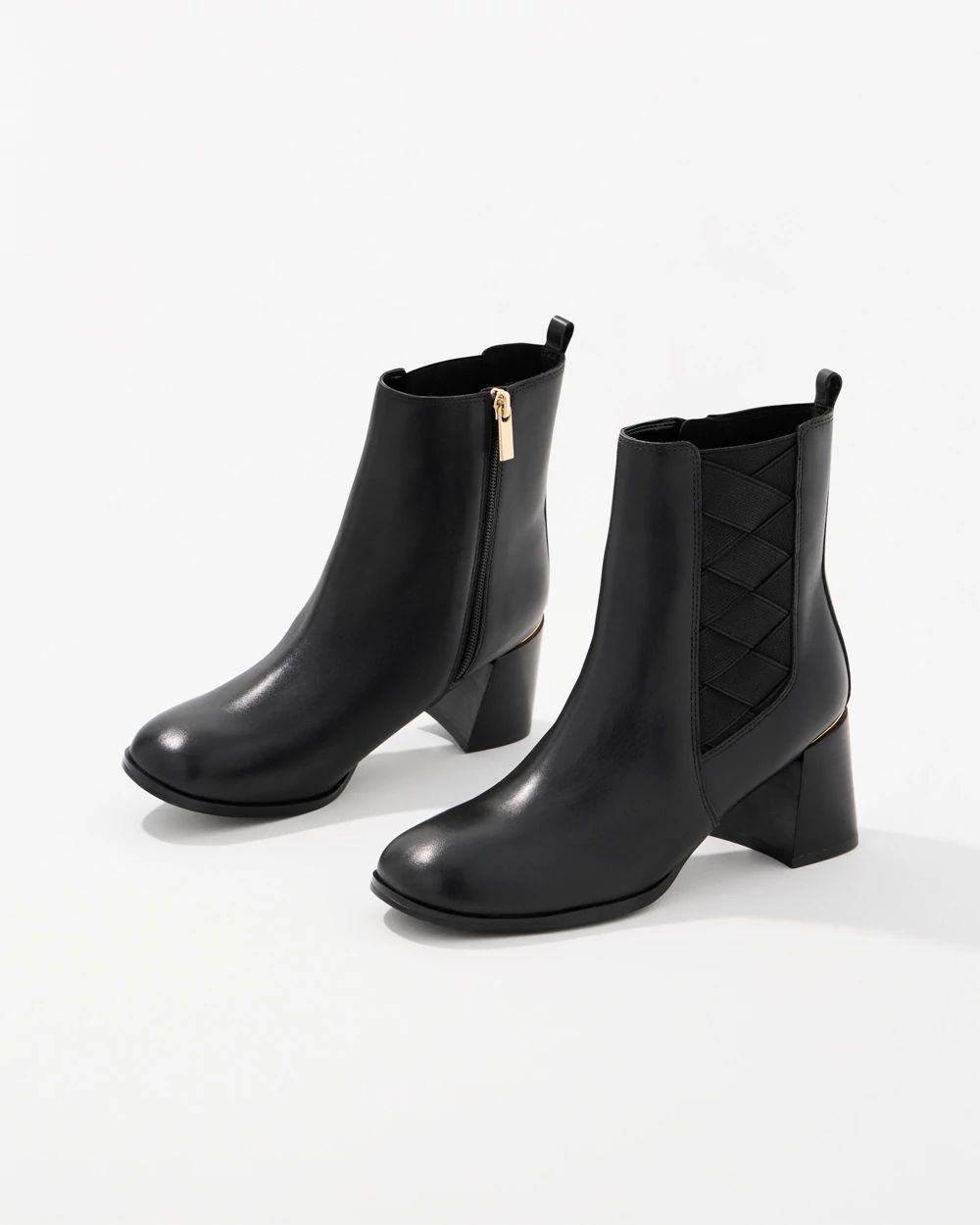 Faux Leather Heeled Ankle Boots click to view larger image.