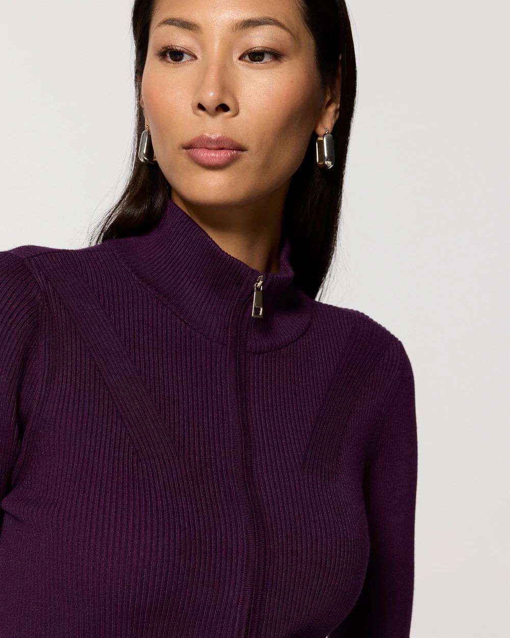 Zip-Up Mock Neck Pullover click to view larger image.