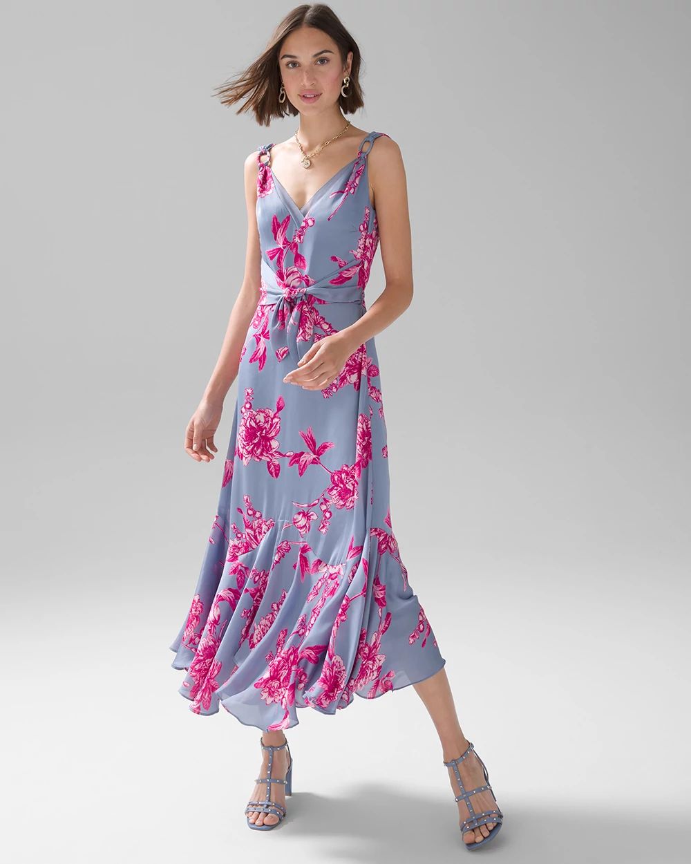 Floral Satin Fit & Flare Dress
