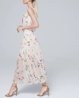Floral-Print Soft Pleated Midi Dress click to view larger image.