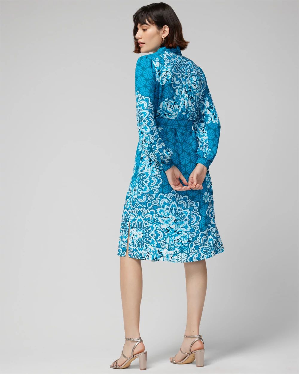 Long Sleeve Shirt Midi Dress With Belt
