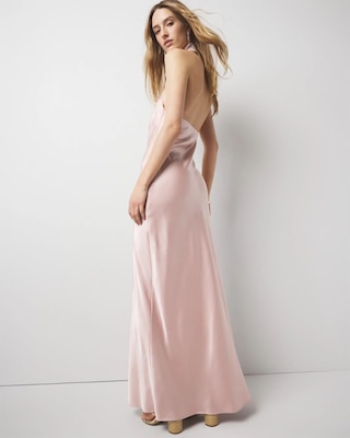 Satin Halter Midi Dress click to view larger image.