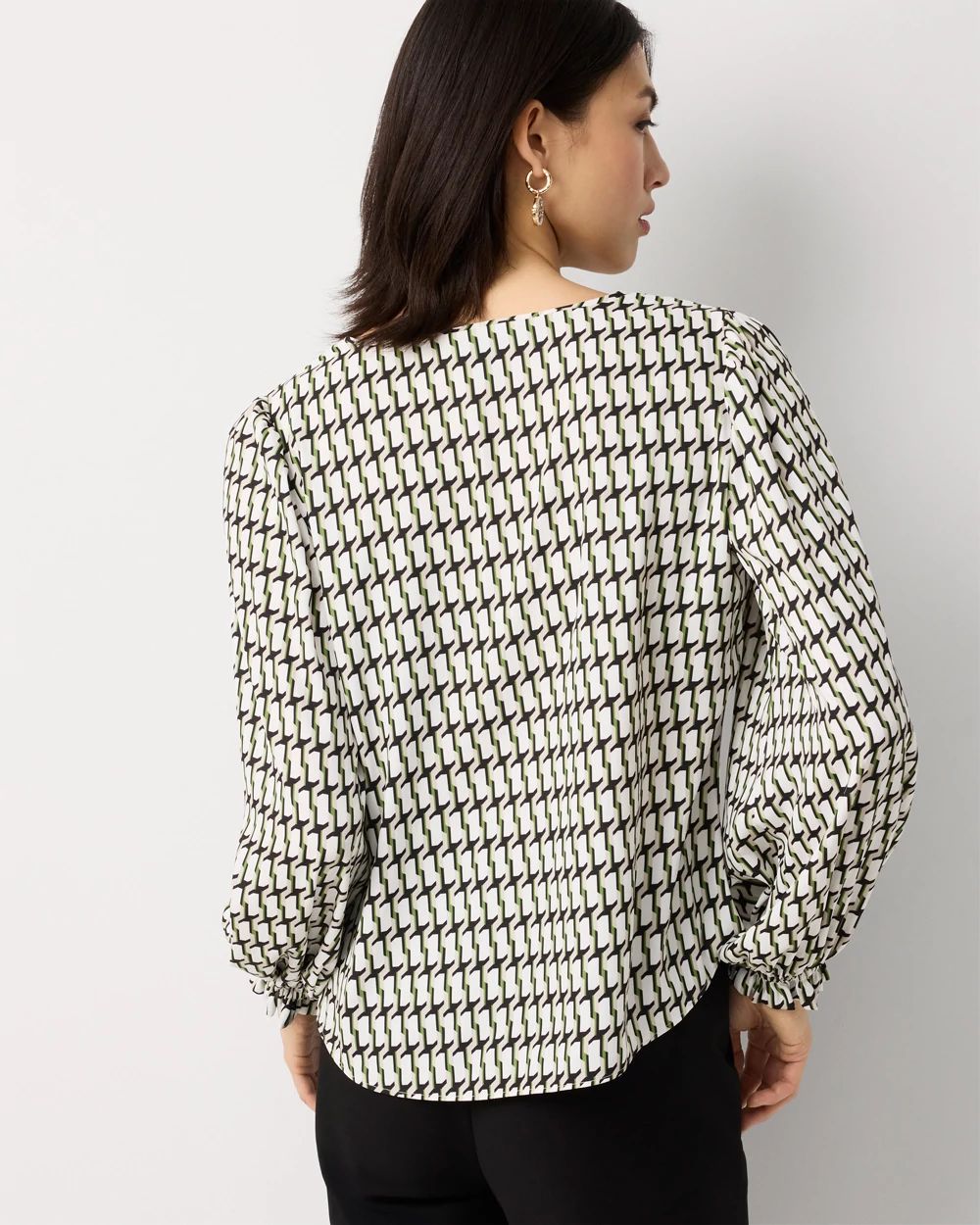 V-neck Crepe Blouse click to view larger image.