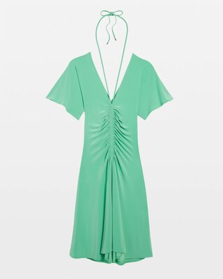 Short Sleeve Ruched Front Matte Jersey Dress click to view larger image.