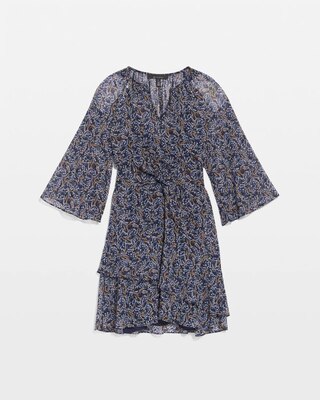 3/4 Sleeve Printed Godet Dress click to view larger image.