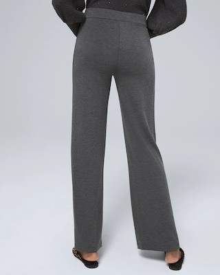 Wide-Leg Pull-On Pants with Satin Drawstring
