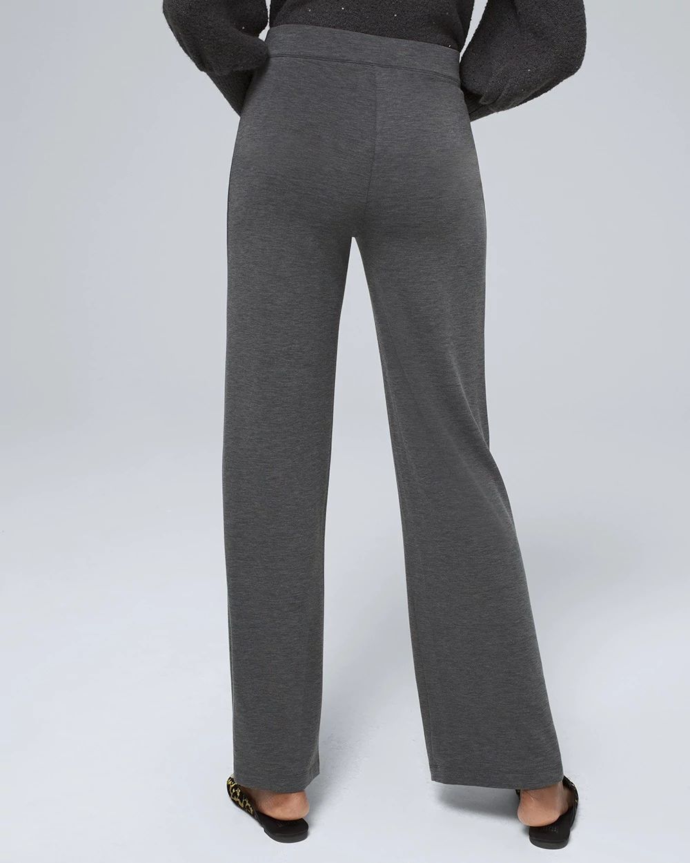 Wide-Leg Pull-On Pants with Satin Drawstring
