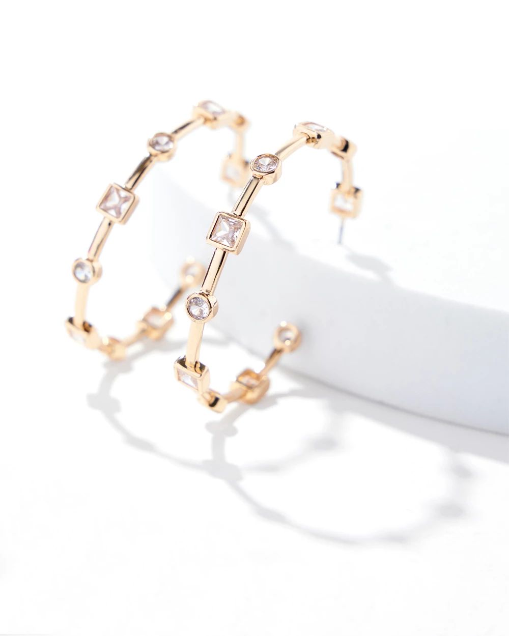 Gold Cubic Zirconia Bezel Hoops
