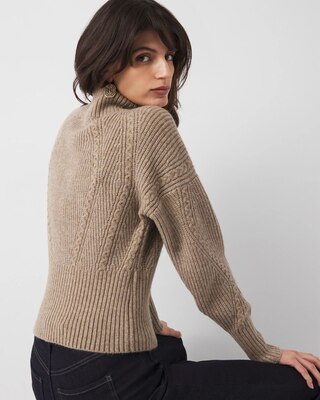 Mock Neck Cable Ribbed Sweater click to view larger image.