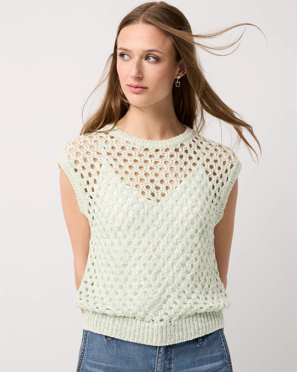 Petite Open Stitch Knit Pullover