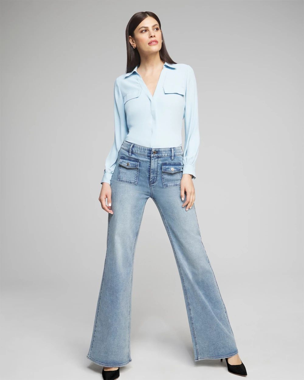 Outlet WHBM High-Rise Pocket Detail Wide Leg Jeans