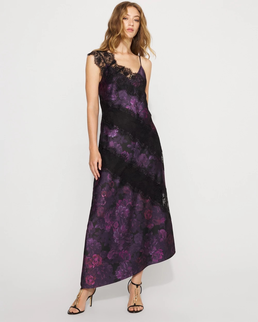 knee length dresses for ladies Ethereal Beauty Satin and Lace Long Slip Dress