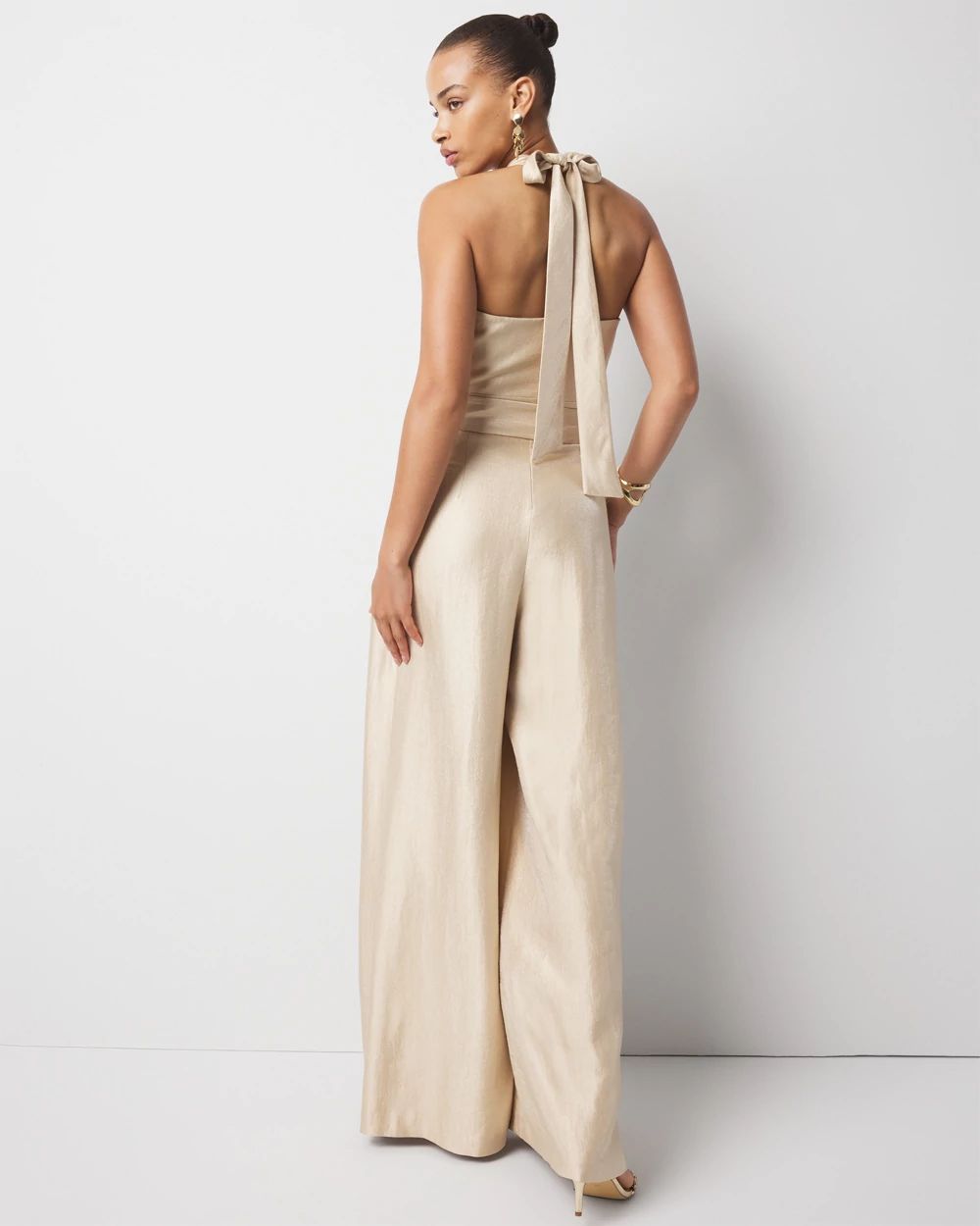 Petite Belted Halter Jumpsuit