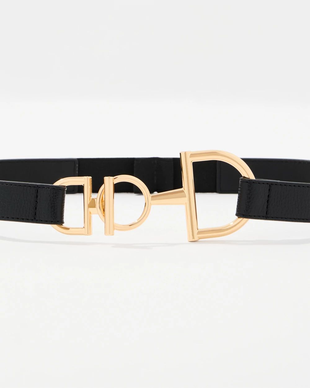 Horsebit Faux Leather Skinny Waist Belt click to view larger image.