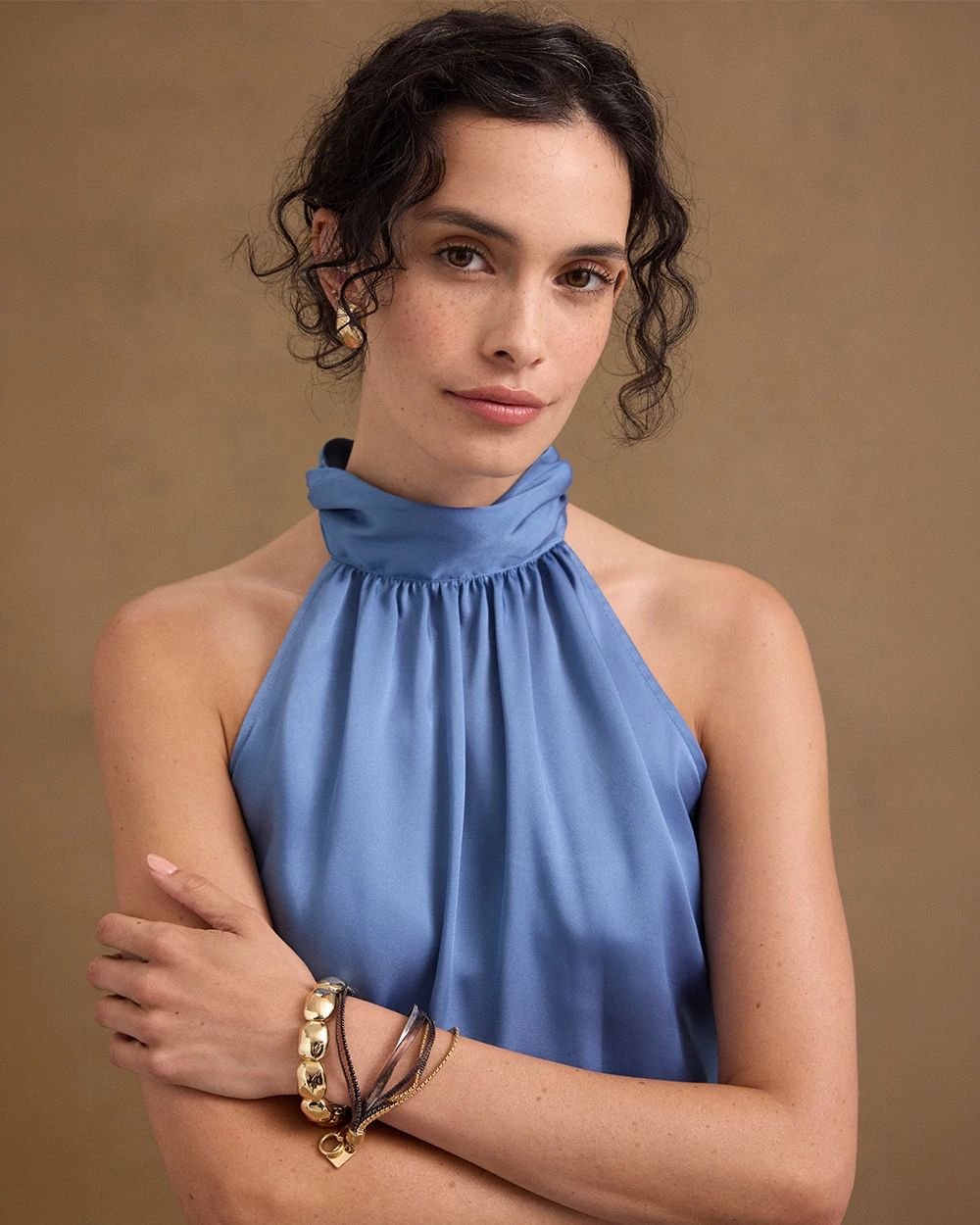 Mockneck Satin Shell
