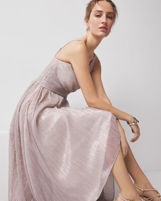 Petite Twist-Front Pleated Midi Dress click to view larger image.