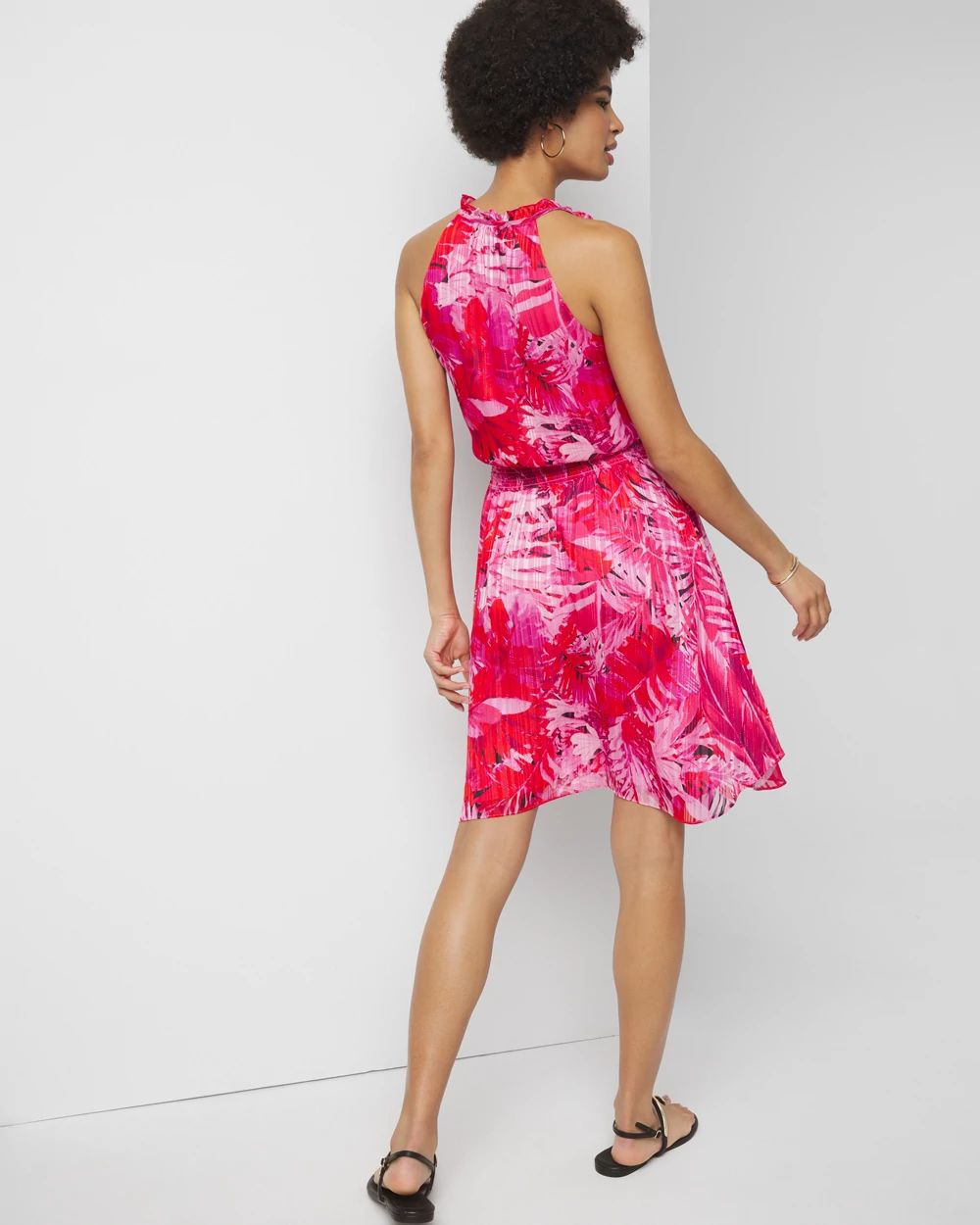 Sleeveless V-Neck Halter Blouson Dress