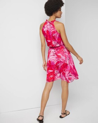 Sleeveless V-Neck Halter Blouson Dress