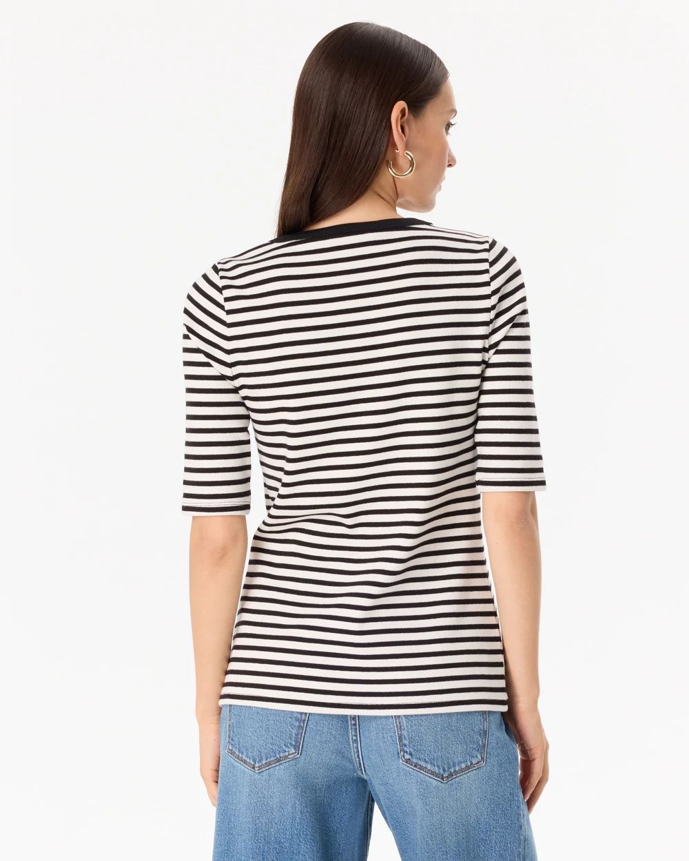 Elbow Sleeve Henley Top click to view larger image.