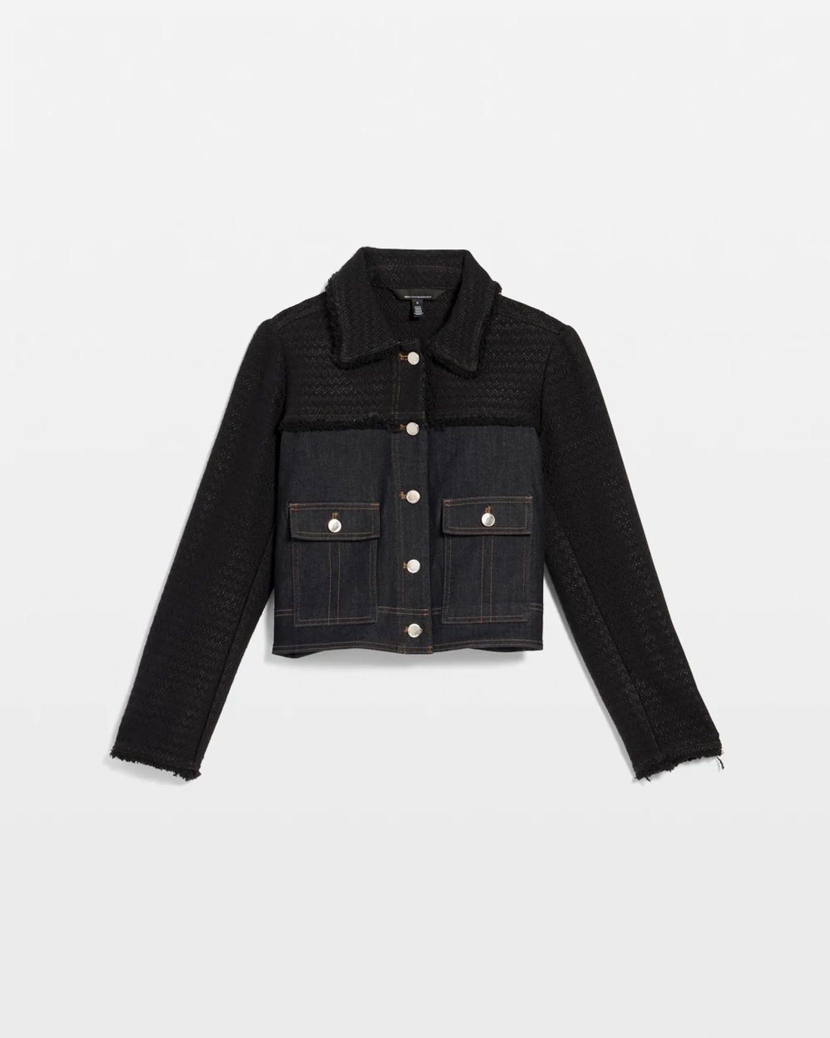 White House Black Market Tweed + Denim Jacket In Blue