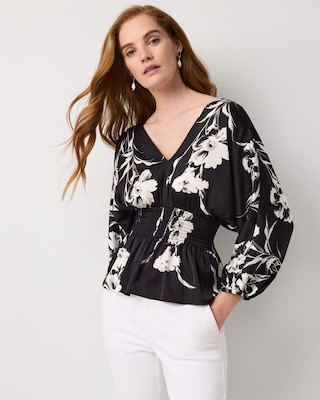 3/4 Sleeve Smocked Waist Kimono