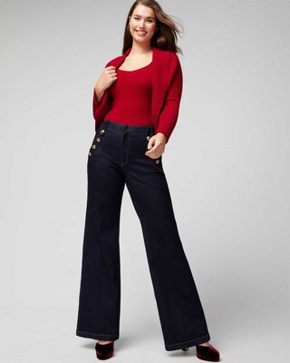 High-Rise Mariner Wide Leg Jeans click to view larger image.